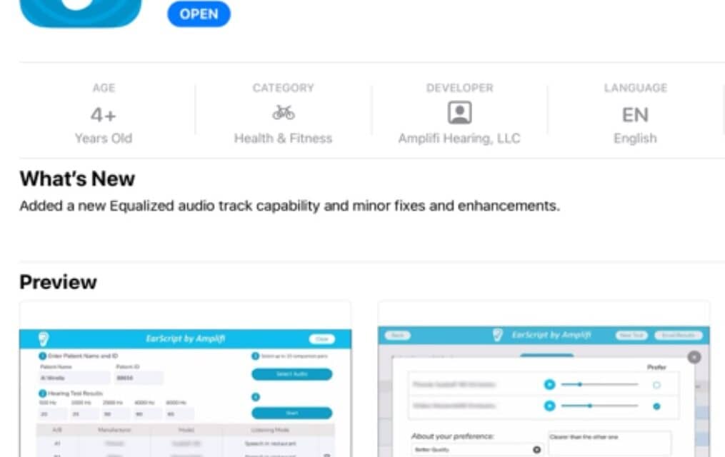 Amplifi Hearing Releases Version 2.3 of EarScript App
