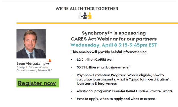 Synchrony Sponsors Free ‘CARES Act’ Webinar April 8